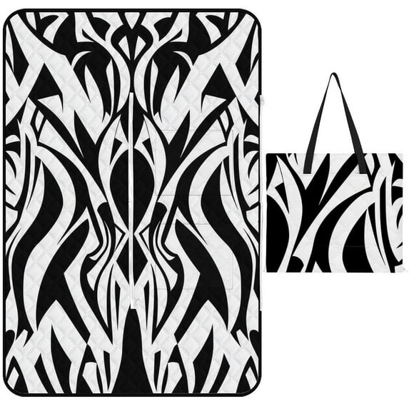 Bohemian Pattern Picnic Blanket Waterproof Outdoor Beach Blanket Hand-held Pad Suitable for Travel, Camping, Beach, Family Gatherings