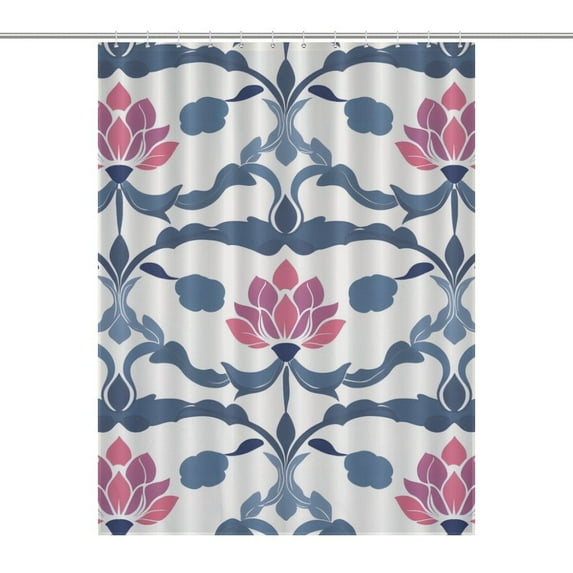 Bohemian Pattern Shower Curtain , Enchanted Forest Scenic Bathroom Decor Sets, Waterproof Fabric with Hooks