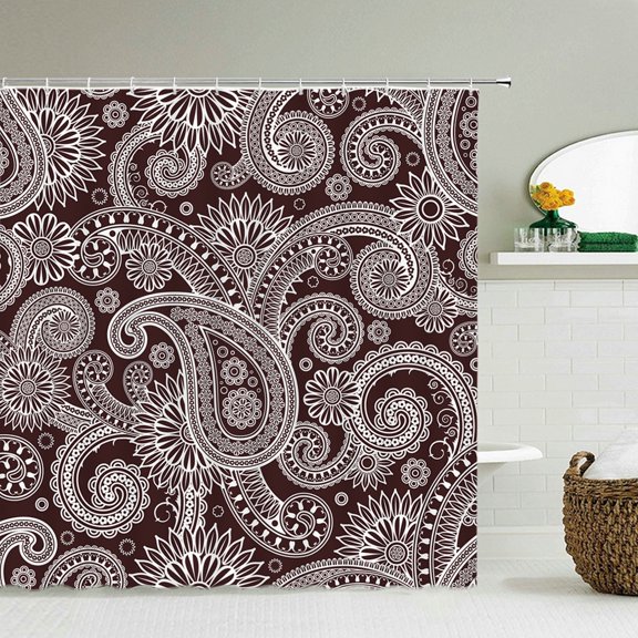 Bohemian Pattern Shower Curtains Waterproof Bath Screen Curtain for Home Decor Bathroom Printed Cashew Flowers Shower Curtain