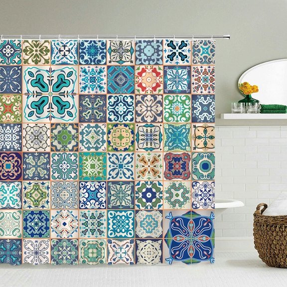 Bohemian Pattern Shower Curtains Waterproof Bath Screen Curtain for Home Decor Bathroom Printed Cashew Flowers Shower Curtain