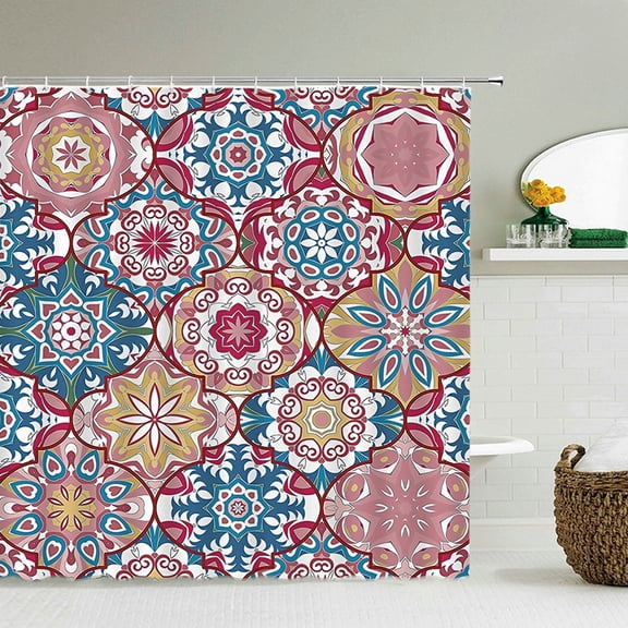 Bohemian Pattern Shower Curtains Waterproof Bath Screen Curtain for Home Decor Bathroom Printed Cashew Flowers Shower Curtain