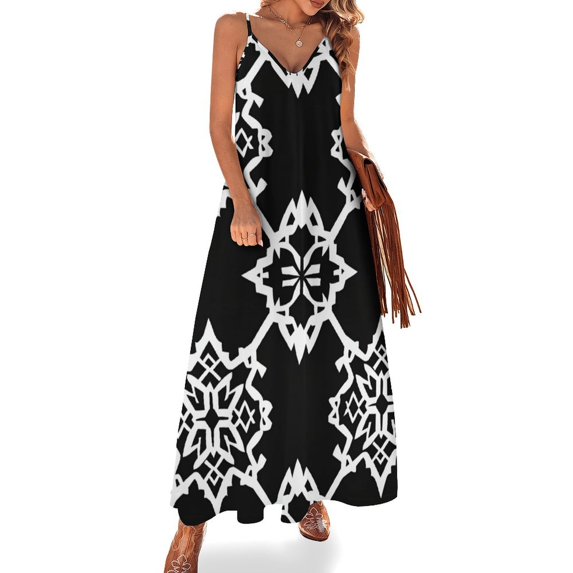 Bohemian Pattern Women's Summer Dresses 2025 Beach Casual Sleeveless Floral Print Tank Loose Sundress