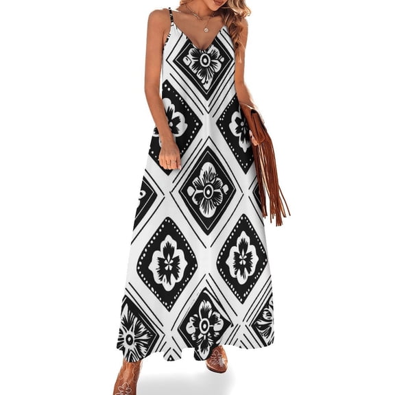 Bohemian Pattern Women's Summer Dresses 2025 Beach Casual Sleeveless Floral Print Tank Loose Sundress