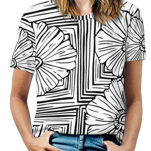 Bohemian Pattern Women's T Shirts Short Sleeve Tees Loose Summer Tops