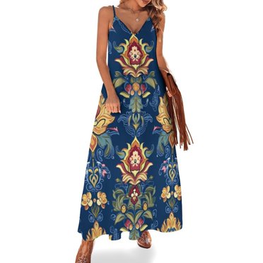 Fancyglim Women Summer Crew Neck Sleeveless Sundress, Black, 2XL