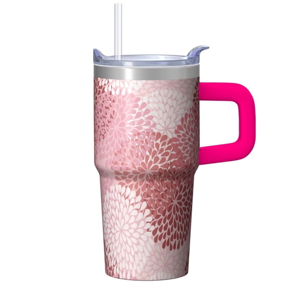 Bohemian Patterned Tumbler 20oz with Lid & Straw - Stainless Steel Insulated Travel Coffee Cup, Double Wall Vacuum Thermal Mug, Leakproof