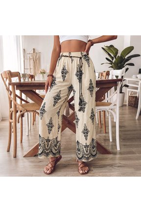 Bohemian Patterned Wide-Leg Pants