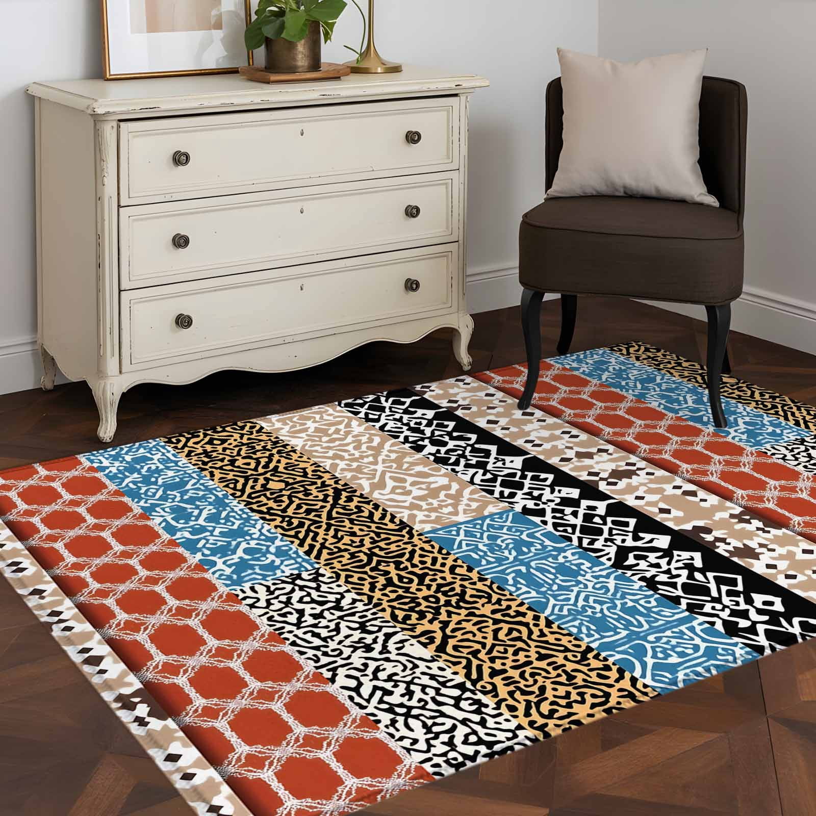 Bohemian Patterns 4x6 Rug for Dining Table for 4 People Under Table ...