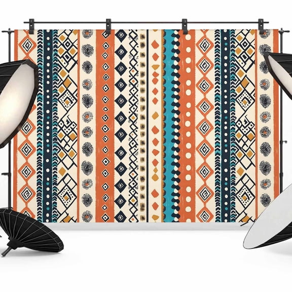Bohemian Patterns Backdrop for Photography, Orange Seamless Stitching Photo Backdrop Portrait Background Party Banner Photo Backgrounds for Studio Booth Props, 7x5ft