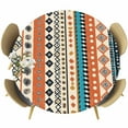 thumbnail image 1 of Bohemian Patterns Round Fitted Table Cover Orange Seamless Stitching Waterproof Table Cloth with Elastic Edge Wipeable Tablecloth for Picnic Camping Party Fits 55"-60" Diameter, 1 of 8