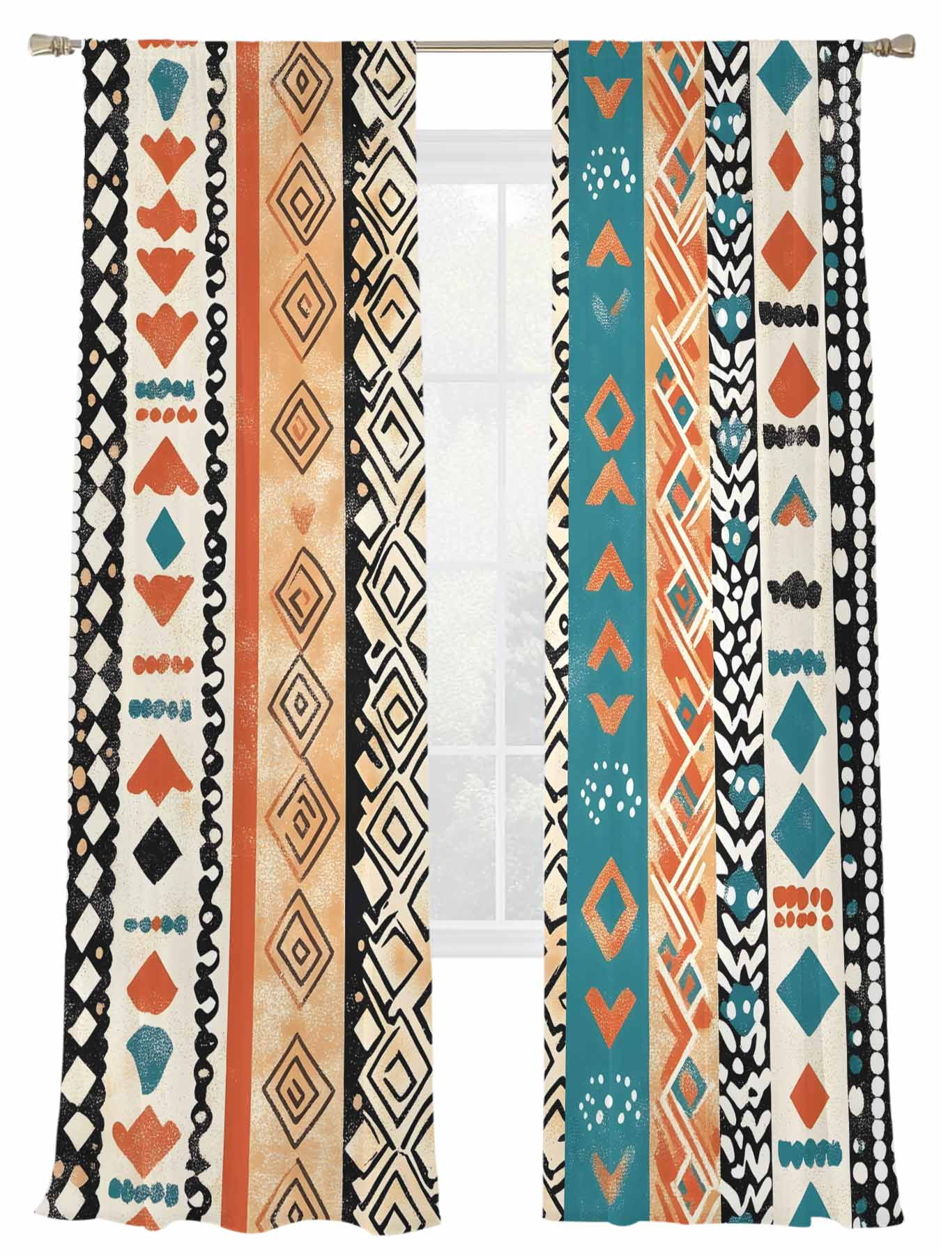 Bohemian Patterns Sheer Curtains for Living Room Bedroom, Coloed ...