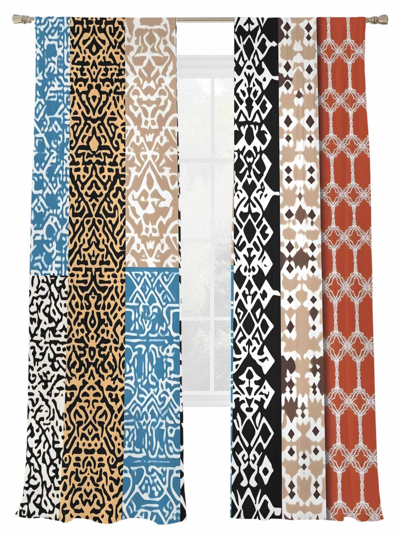 Bohemian Patterns Sheer Curtains for Living Room Bedroom, Colored ...