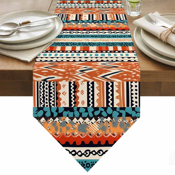 Bohemian Patterns Table Runner 36 Inches Long Retro Seamless Stitching Table Runners for Dining Room Tabletop Dresser Scarf Home Party Banquet Wedding Holiday Decoration