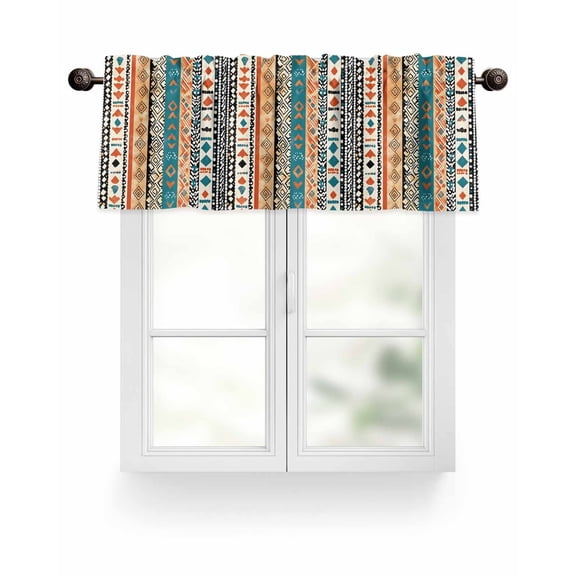 Bohemian Patterns Valances for Windows Coloed Seamless Stitching Valance Rod Pocket Light Filtering Short Window Treatments Curtains for Kitchen Bathroom Living Room Bedroom, 1 Panel, 60 x 18 Inch