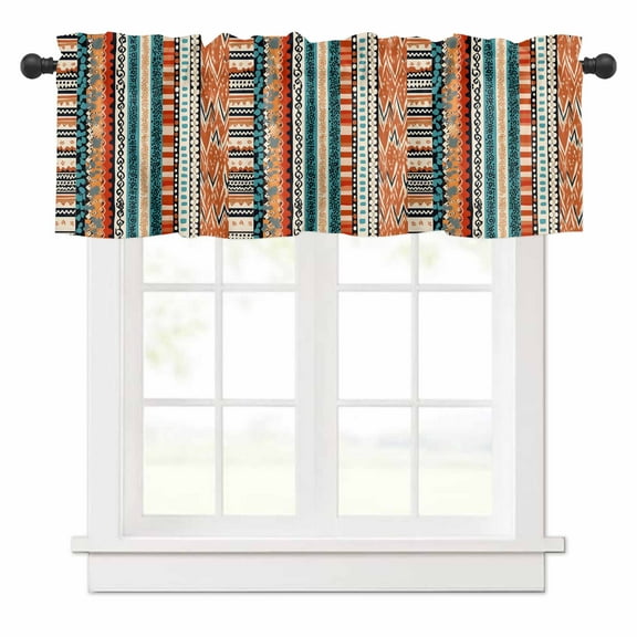 Bohemian Patterns Valances for Windows Retro Seamless Stitching Rod Pocket Curtain Valance Window Treatment Short Curtains for Kitchen Living Room, 42"x18"