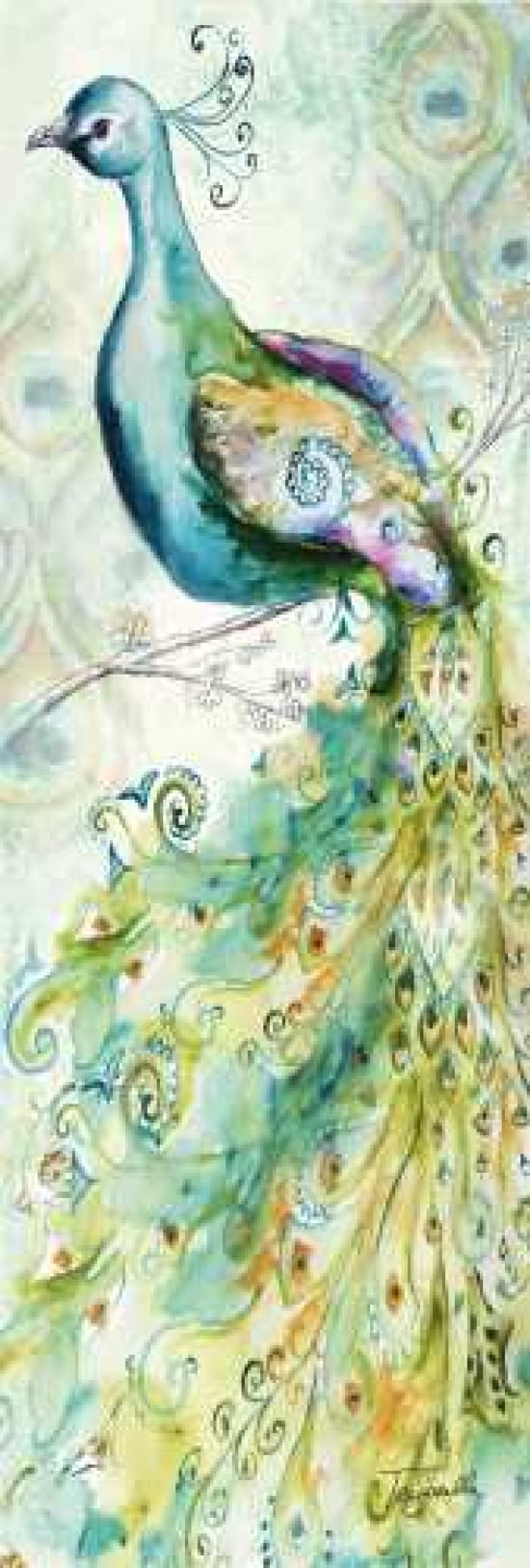 Bohemian Peacocks Panel II Canvas Art - Tre Sorelle Studios (8 x 24)