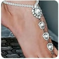 thumbnail image 1 of Bohemian Pearl Crystal Anklet with Toe Ring Beach Wedding Rhinestone Barefoot Sandals Boho Ankle Bracelet for Women, 1 of 8