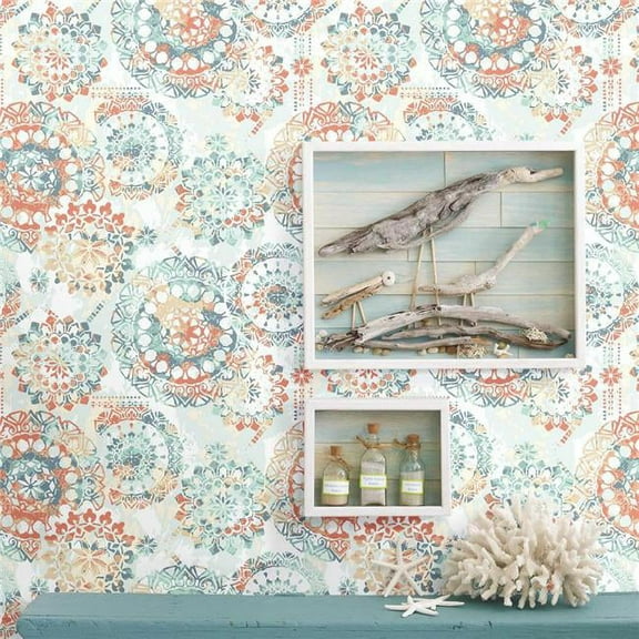 Bohemian Peel & Stick Wallpaper, Orange & Blue