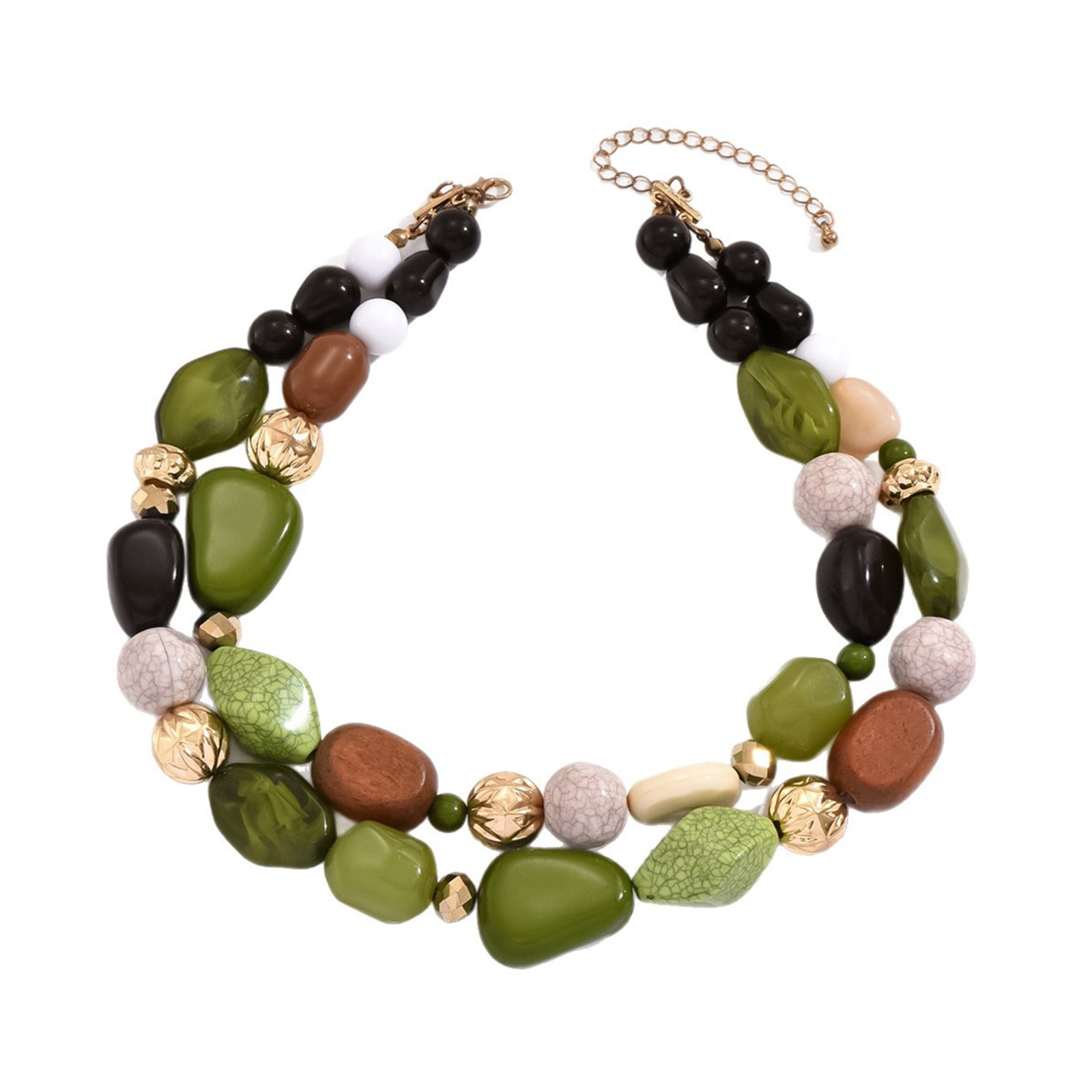 Bohemian Pendant Necklace With Multilayer Stone Detail, Beaded ...