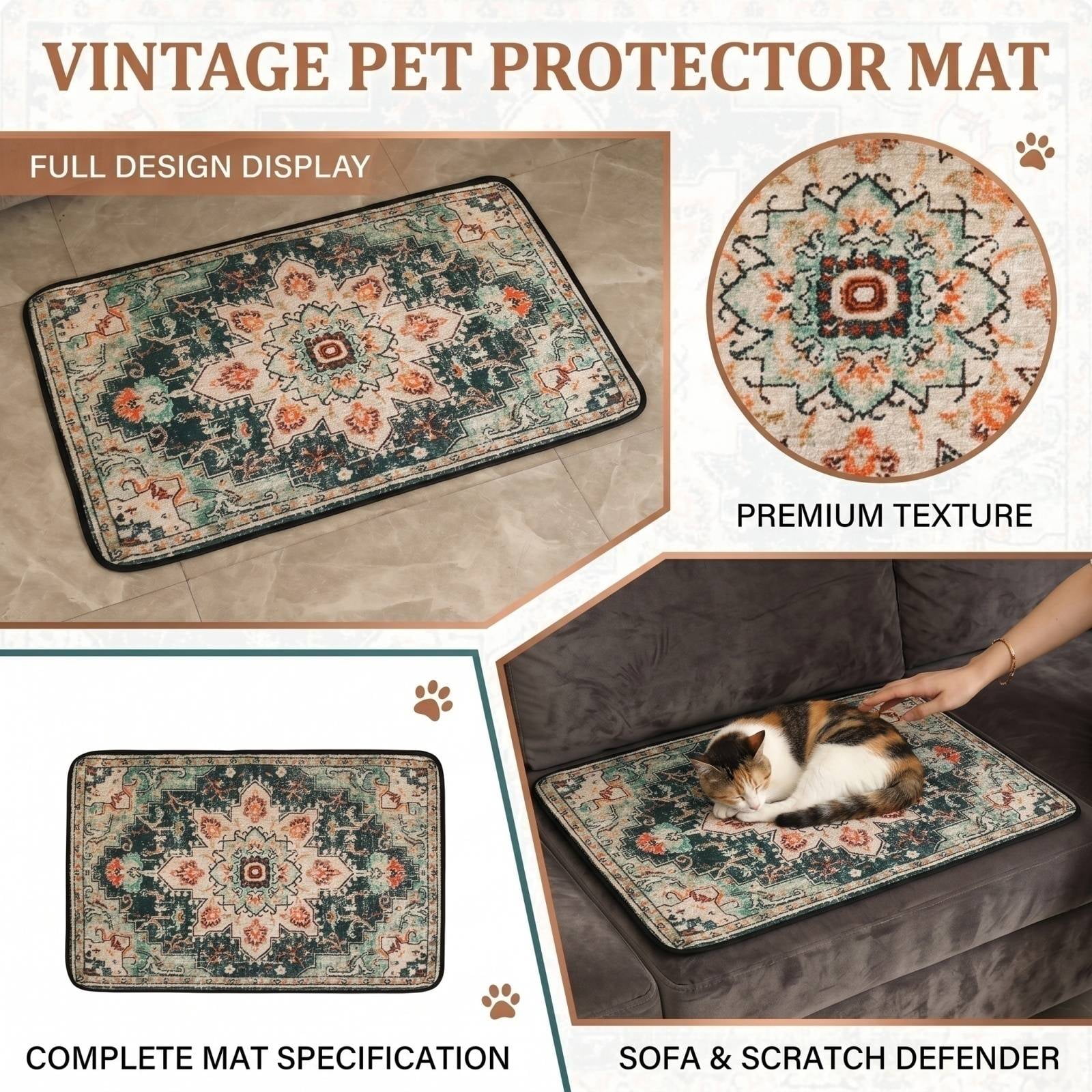 Signage Rug Bohemian Pet Absorbent Mat, Reusable Pee Pad Non-Slip Floor Rug for ...