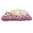 thumbnail image 1 of Bohemian Pet Bed, Continuous Pattern with Abstract Design Feathers Abstract, Chew Resistant Pad for Dogs and Cats Cushion with Removable Cover, 24" x 39", Pastel Pink and White, by Ambesonne, 1 of 4