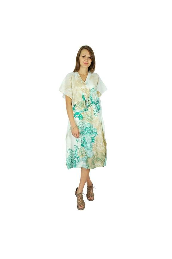 Bohemian Phagun Dress Paisley Printed Cotton Caftan Maxi Nightwear Kaftan