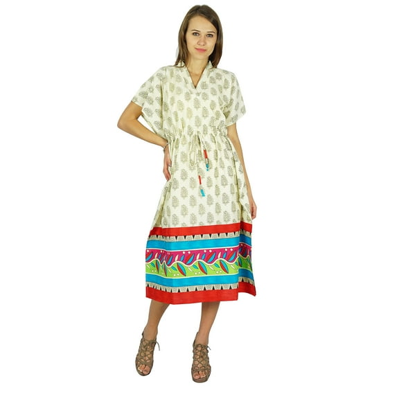 Bohemian Phagun Dress Paisley Printed Cotton Caftan Maxi Nightwear Kaftan
