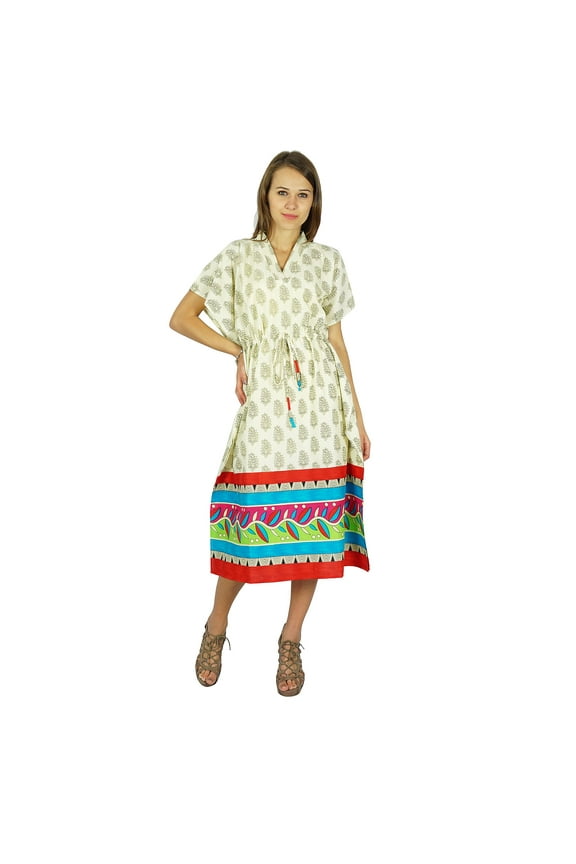 Bohemian Phagun Dress Paisley Printed Cotton Caftan Maxi Nightwear Kaftan