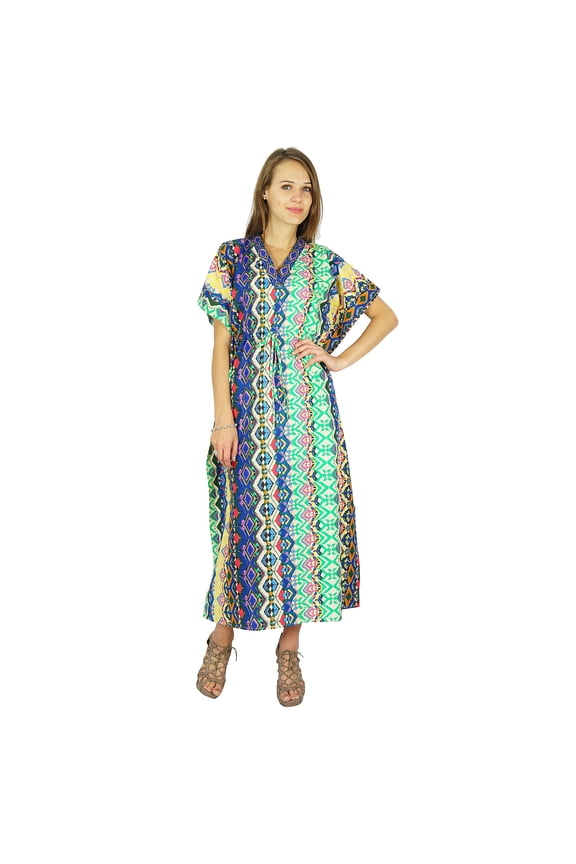 Bohemian Phagun Dress Printed Cotton Caftan Maxi Nightwear Kaftan