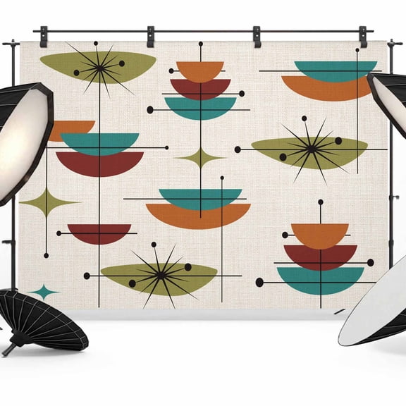Bohemian Photography Backdrop 7x5FT, Orange Duck Green Color Block Photo Backdrops, Background for Photography Studio Photo Studio Background, Back Drop for Photoshoot