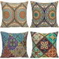 thumbnail image 1 of Bohemian Pillow Cover 18x18 Ethnic Mandala Set of 4 Pillowcase Boho Farmhouse Decor Pillow Cover Retro Floral Mandala Compass Medallion Double Sided Print Cushion Cover Home Sofa Bedroom, 1 of 5