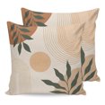 thumbnail image 1 of Bohemian Pillow Covers 16x16 Set of 2, Abstract Boho Circle Striped Leaves Beige Throw Pillow Covers Decorative Couch Cushion Cover, Microfiber Soft Square Pillowcases for Bedroom Living Room Sofa, 1 of 9