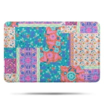 Bohemian Pioneer Flower Patchwork Bathroom Rugs Mat,Non Slip Microfiber Bathroom Rug,Rubber Backing,Soft Bathroom Mats for Bathroom Floor,Tub and Shower,17x27in(43x68cm)