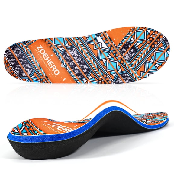 Bohemian Plantar Fasciitis Arch Support Insoles Men Women, Comfort Orthotics Insoles for Plantar Fasciitis, Flat Feet, Foot Pain Relief, Bohemian Shoe Inserts for Work Boot, Standing All Day, Sports