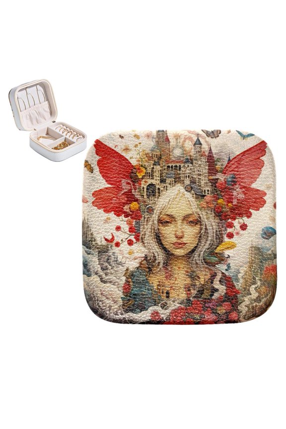 Bohemian Portable Travel Jewelry Box Organizer for Rings, Earrings, Necklaces, Bracelets - Square Design for Girls and Women