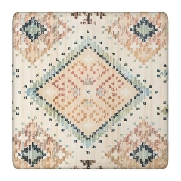 Bohemian Print Square Tablecloth 36x36 Inch with Elastic Hem, Perfect for Card Tables and Outdoor Dining Settings