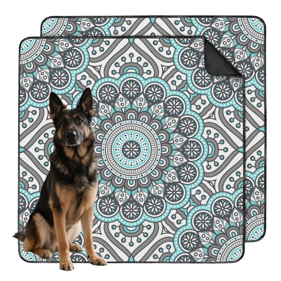 Bohemian Print Washable Pee Pads for Dogs, 48x48 Inch Reusable Puppy Training Mat with Leakproof Barrier, Non-Slip Pet Pad for Indoor Use on Floors and in Crates