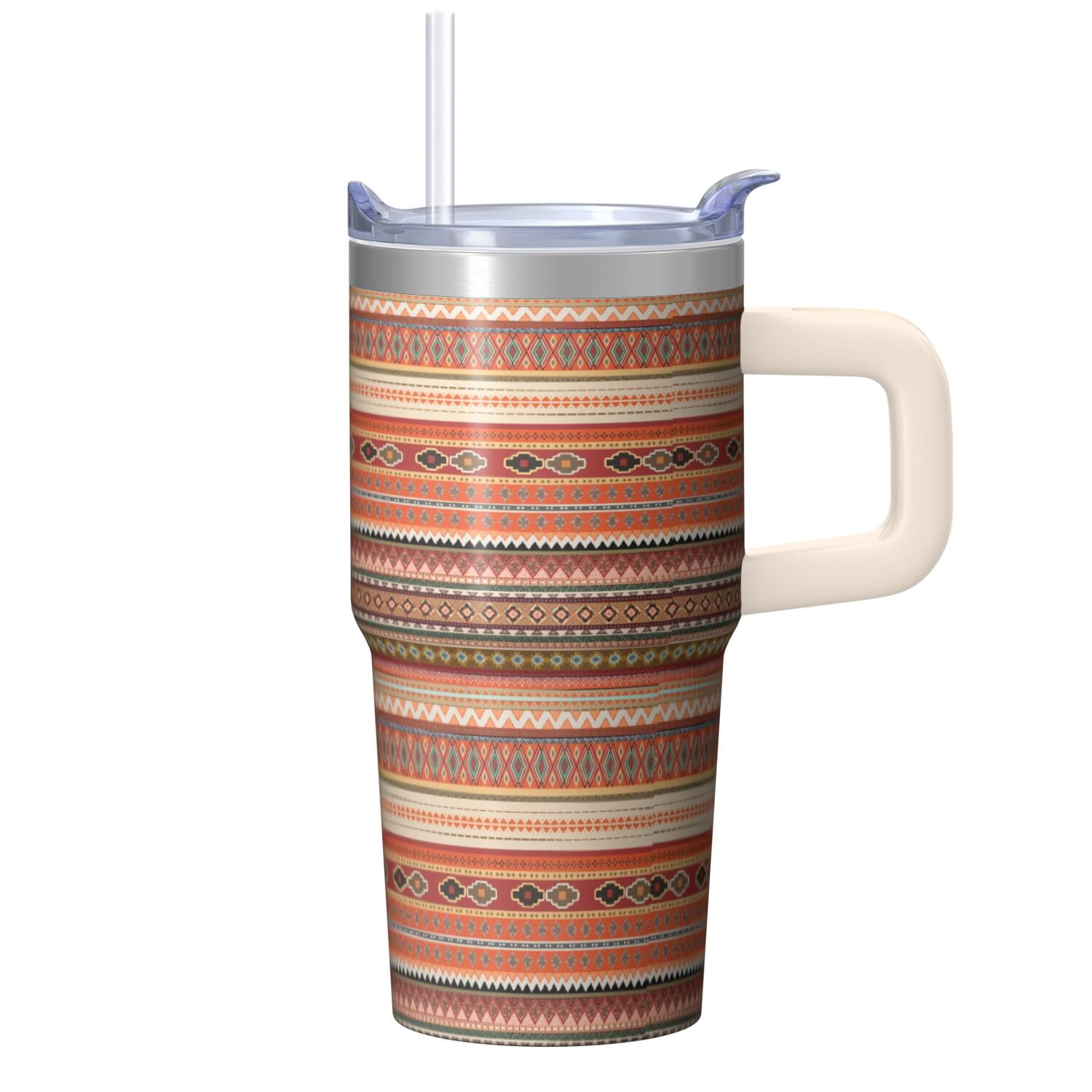 Bohemian Printed Tumbler 20oz with Lid & Straw - Stainless Steel ...