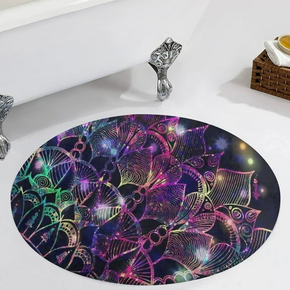 Bohemian Psychedelic Peacock Mandala Round Carpet Circle Rug Outdoor Patio Area Rug Washable Large Area Rugs Hallway Room Decor Fitness Mats