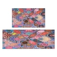 thumbnail image 1 of Bohemian Purple Square Pattern Kitchen Rugs and Mats Sets Of 2,Kitchen Decoration Rugs,Rubber Backing Non-Slip Floor Mat for Sink Washable Waterproof Laundry Room Runner Rugs, 1 of 7