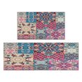 thumbnail image 1 of Bohemian Purple Square Pattern Kitchen Rugs and Mats Sets Of 2,Kitchen Decoration Rugs,Rubber Backing Non-Slip Floor Mat for Sink Washable Waterproof Laundry Room Runner Rugs, 1 of 7