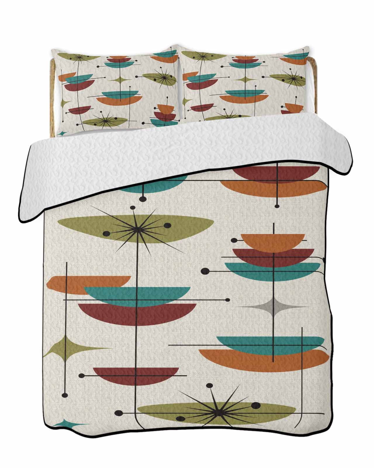 Bohemian Quilts Bedding Set California King Orange Duck Green Color ...
