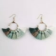 thumbnail image 1 of Bohemian Rainbow Fan Fringe Tassel Statement Earrings Tassel Fan Hoop Earrings, 1 of 3