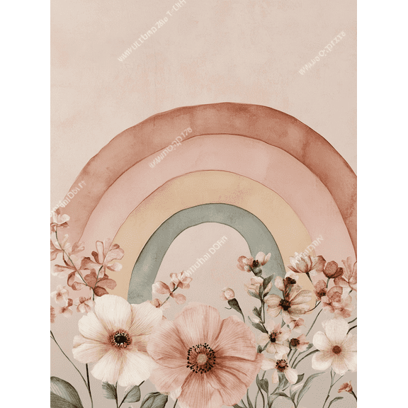 Bohemian Rainbow Floral Canvas Wall Art PrintSuitable for Living Room BedroomNurseryBathroomand Office Decoration.