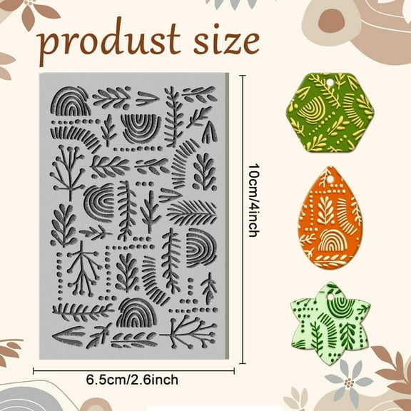 Bohemian Rainbow Polymer Clay TextureSheets Clay Texture Leaves Rubber Clay Texture Mat Modeling Pad TextureSheets for Polymer Clay Making Earrings Jewelry