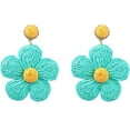 thumbnail image 1 of Bohemian Rattan Flower Drop Dangle Earring for Women Boho Colorful Raffia Straw Wicker Statement Earring Handmade Summer Tropical Beach Jewelry, 1 of 4