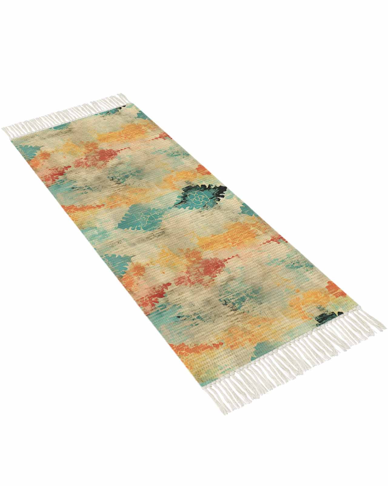 Bohemian Red Bathroom Runner Rug 2'x5'Washable Woven Area Rug, Green ...