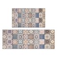 thumbnail image 1 of Bohemian Retro Diamond Pattern Kitchen Rugs and Mats Sets Of 2, Funny Kitchen Decoration Rubber Backing Non-Slip Absorbent Mats for Sink Waterproof Runner Rug for Laundry Room 17x30+17x48inch, 1 of 7
