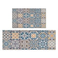 thumbnail image 1 of Bohemian Retro Diamond Pattern Kitchen Rugs and Mats Sets Of 2, Funny Kitchen Decoration Rubber Backing Non-Slip Absorbent Mats for Sink Waterproof Runner Rug for Laundry Room 17x30+17x48inch, 1 of 7
