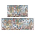 thumbnail image 1 of Bohemian Retro Diamond Pattern Kitchen Rugs and Mats Sets Of 2, Funny Kitchen Decoration Rubber Backing Non-Slip Absorbent Mats for Sink Waterproof Runner Rug for Laundry Room 17x30+17x48inch, 1 of 7